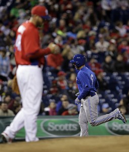 August 21, 2013: Toronto Blue Jays first baseman Edwin Encarnacion (10)  reacts after walking during a MLB game played between the Toronto Blue Jays  an Stock Photo - Alamy