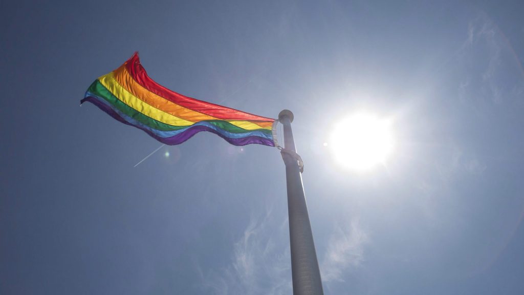 Pride flag flying