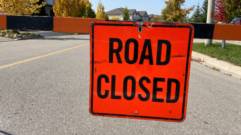 File photo of a road closed sign. (CityNews)
