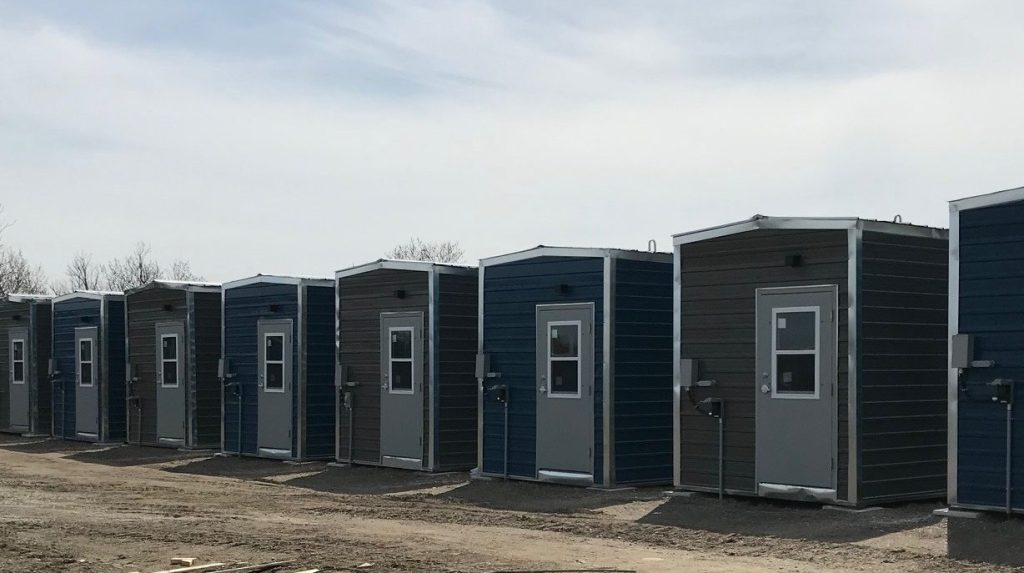 Hybrid shelters during their construction at 1001 Erbs Road in St. Agatha. //Brandon Maher, CityNews File Photo.