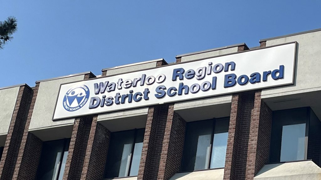Waterloo Regional District School Board sign on building. (CityNews File Photo.)