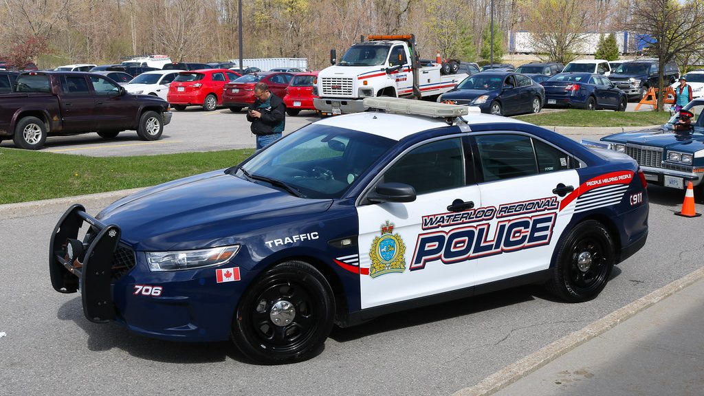 Regional police vehicle smashed as alleged auto thief tries to get away in Waterloo