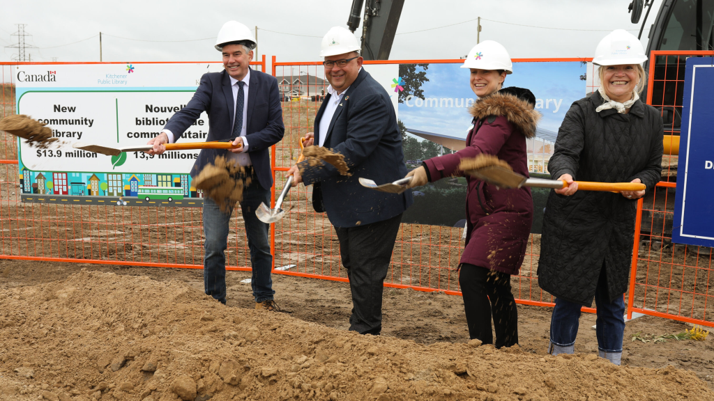 Groundbreaking ceremony for a new community library in Kitchener.