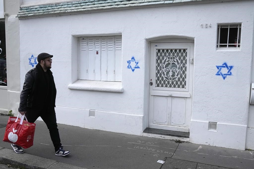 Paris streets with spray-painted Stars of David