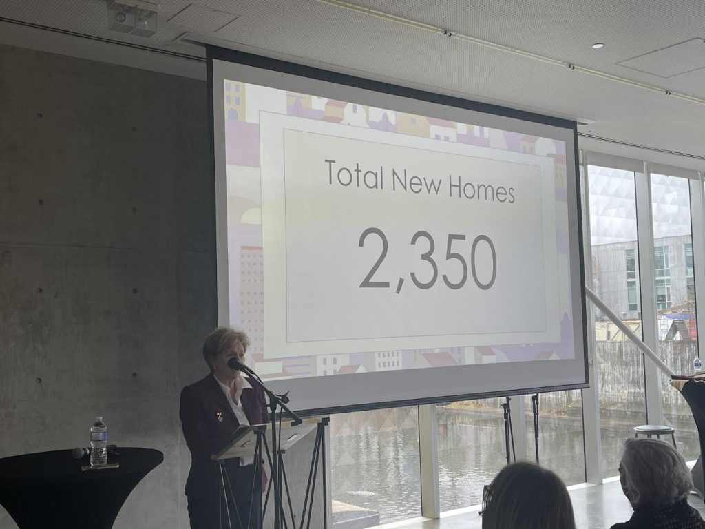 Regional Chair Karen Redman announces 2,350 affordable homes are in development or are occupied in Waterloo Region. Josh Goeree / CityNews Kitchener