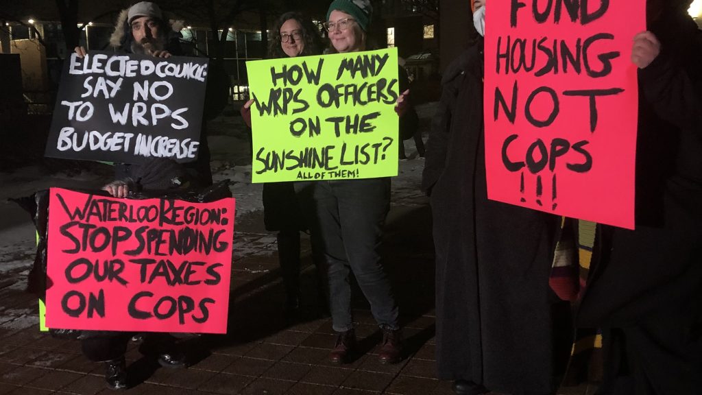 Police budget blowback prompts rally outside regional headquarters