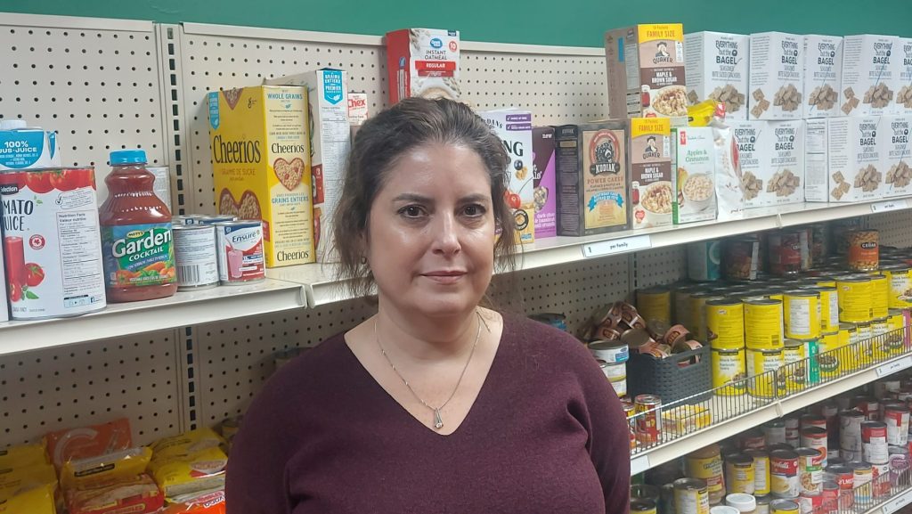 Dianne McLeod, executive director of the Cambridge Food Bank stands in the food bank's pantry, that they often have to refill 3 or 4 times a day. //Justine Fraser, CityNews Kitchener