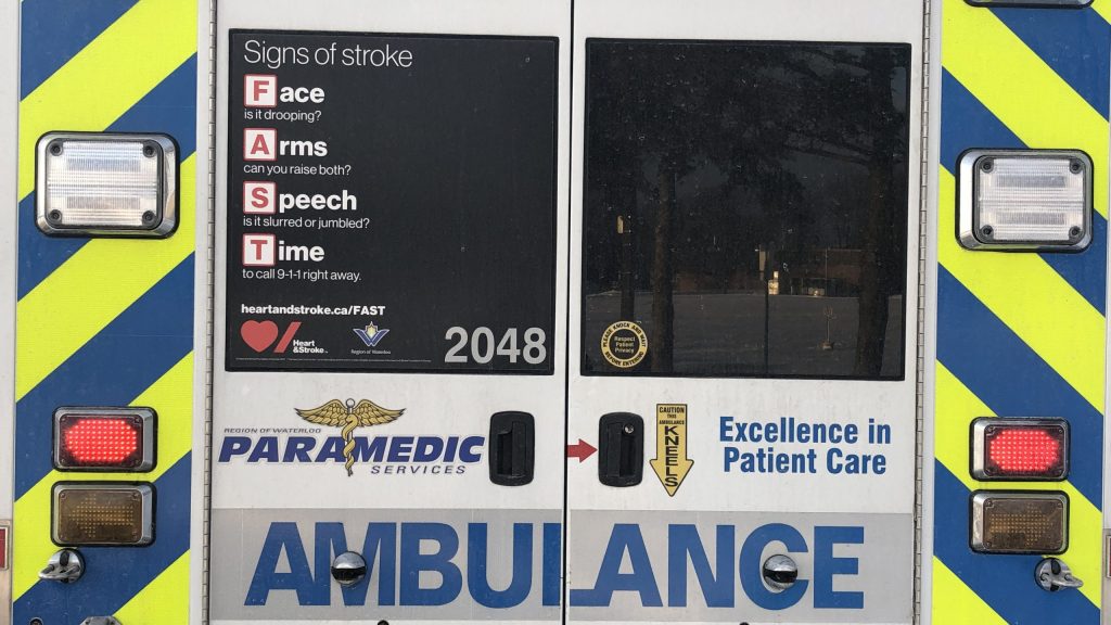 Exterior of an ambulance in Waterloo Region