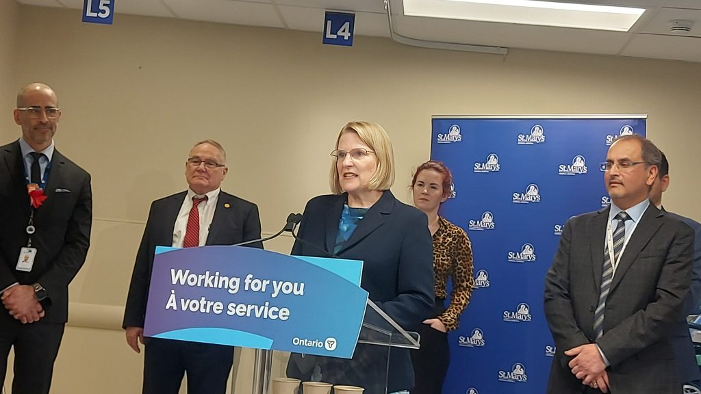 Deputy Premier and Minister of Health Sylvia Jones made an announcement about a new cardiac lab at St. Mary's General Hospital Jan. 30, 2024.