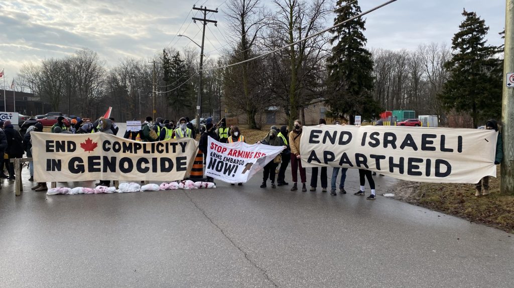 Kitchener factory blocked by protesters demanding arms embargo on Israel