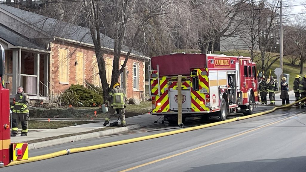 Cambridge fire crews on scene of an abandoned house fire in Galt.