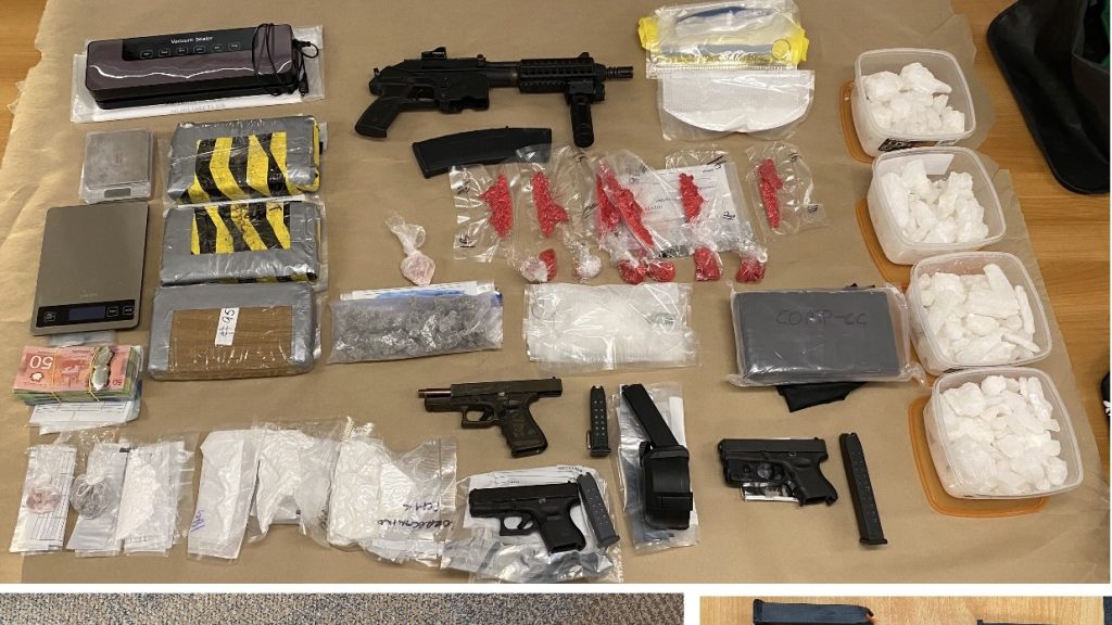 A picture of items seized after several search warrants were executed Wednesday across Hamilton, Brampton and Mississauga.