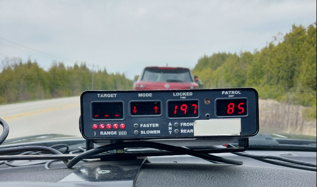 The Cambridge driver being clocked going 197 km/h. (OPP)