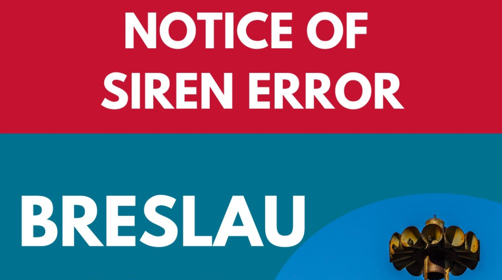 Notice of Siren Error - Breslau Siren