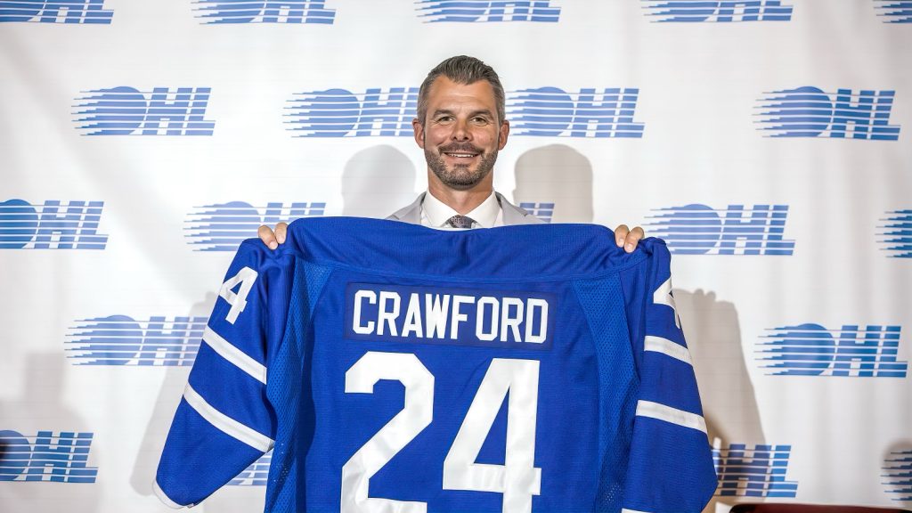 Bryan Crawford being introduced as the OHL's new commissioner at the Hockey Hall of Fame in Toronto.