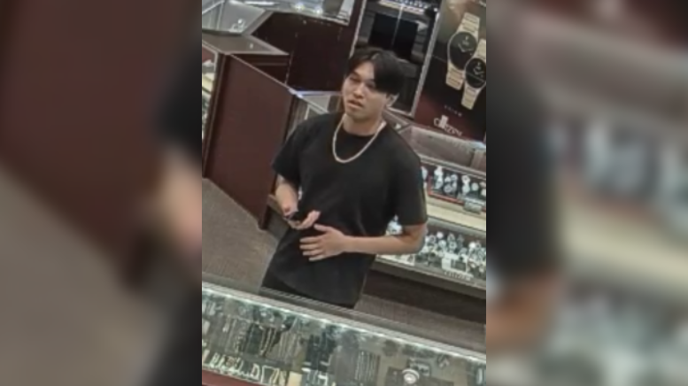 Police provided photo of a man believed to have been involved in the theft of jewellery from a story at Cambridge Centre mall on Tuesday.