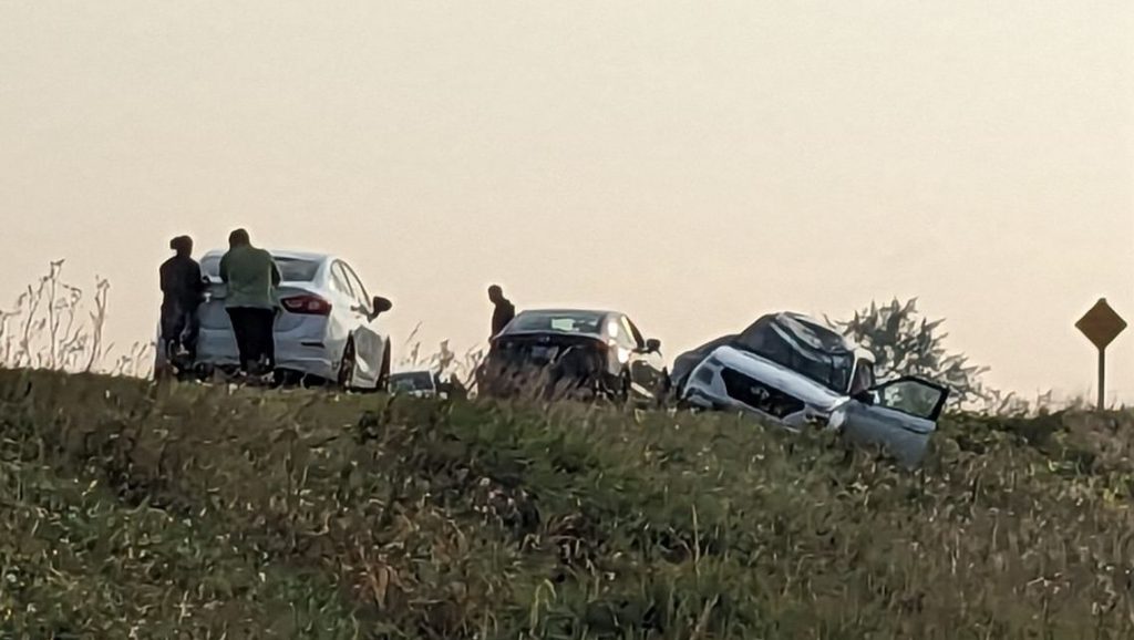 OPP investigators remain on scene after an early morning, five-vehicle collision on HWY 7 at Greenhouse Road.