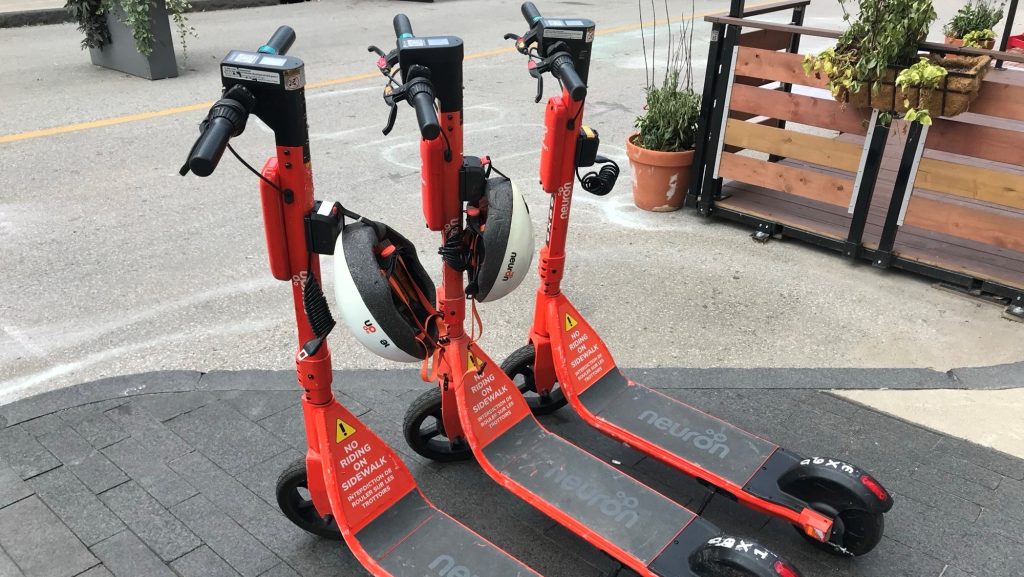 Some scooters in downtown Kitchener. (CityNews file photo)