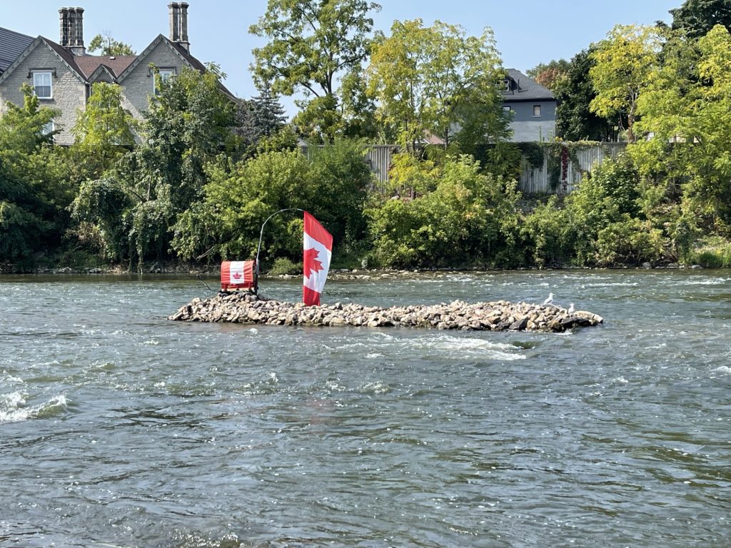 Mysterious 'rock island' appears near Mill Race Park in Galt