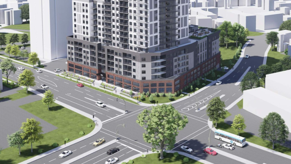 Plans and opinions voiced for proposed high-rise near busy Kitchener intersection