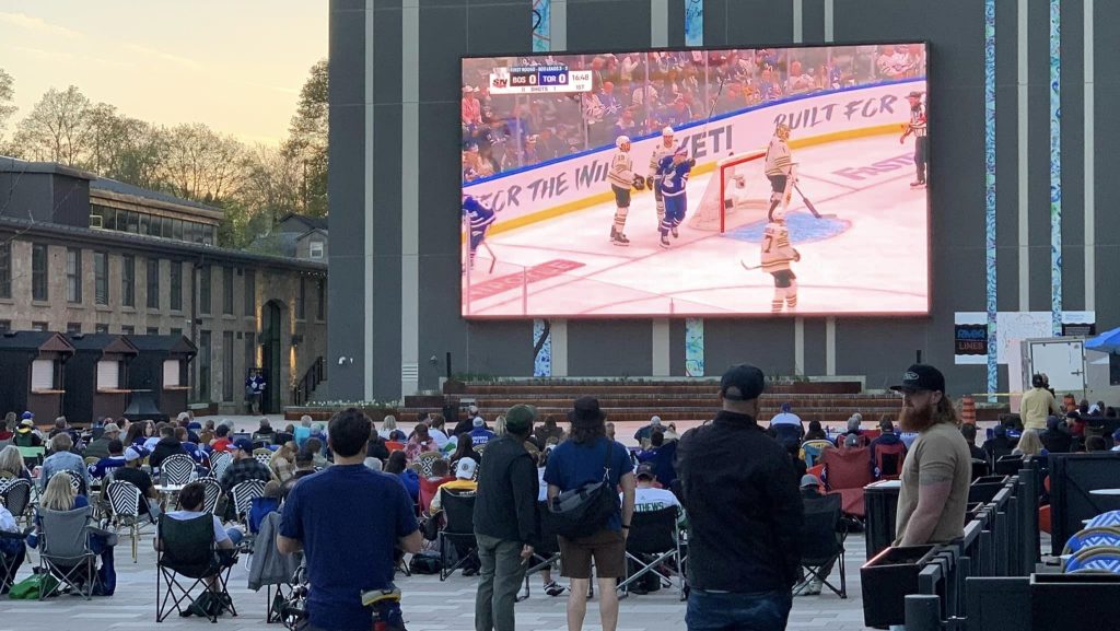 Hockey on the big screen in the Gaslight District, from early May.