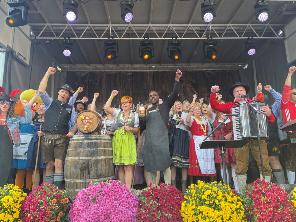 Large crowds packed Carl Zehr Square for annual Oktoberfest keg tapping