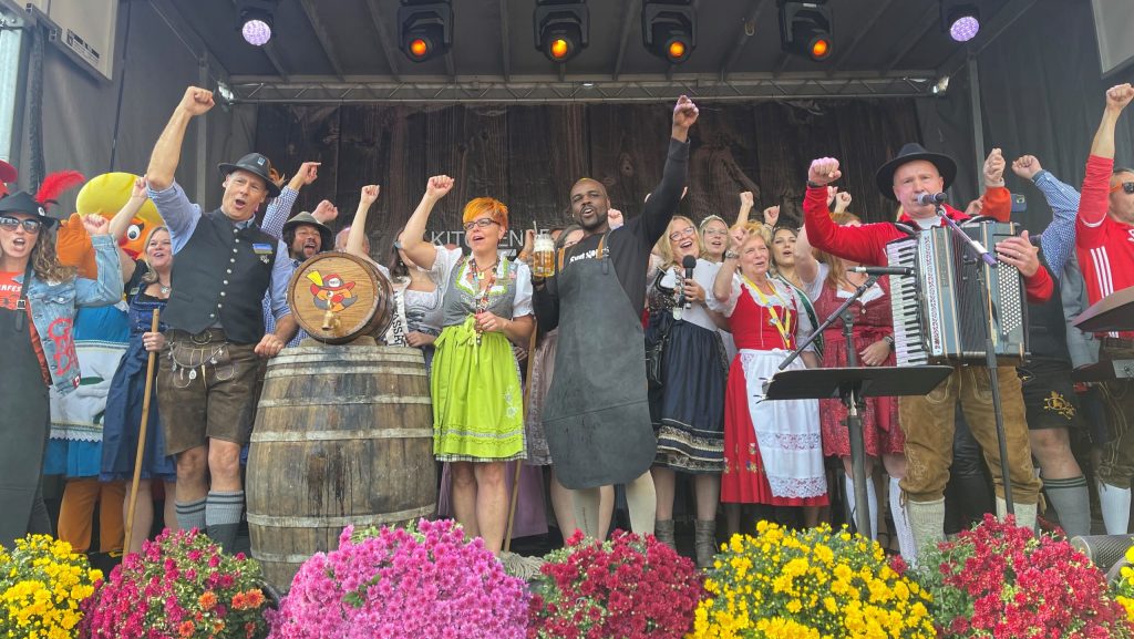 Large crowds packed Carl Zehr Square for annual Oktoberfest keg tapping