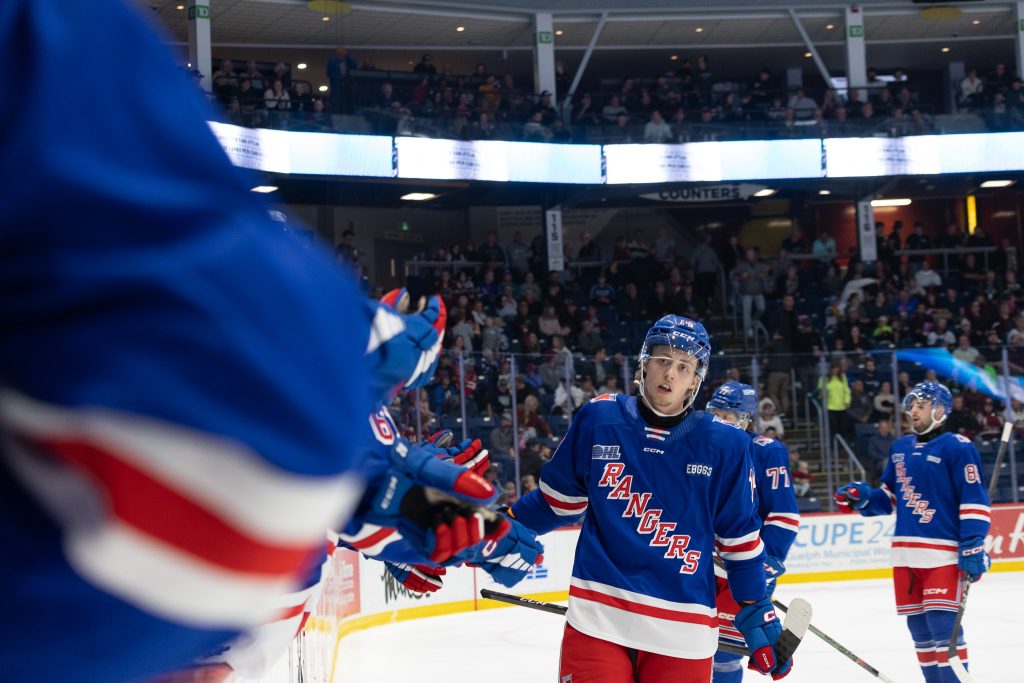 ranger player celebrating after scoring