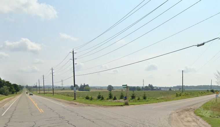 The intersection of Bleams Road and Nafziger Road in Wilmot Township. (Google Maps)