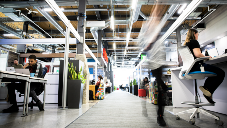 Photo of developers and workers in Communitech's 'Innovation Alley' (Communitech)