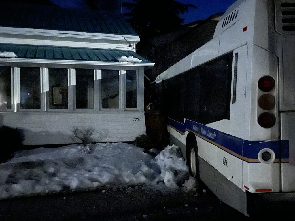 bus slammed into home GRT bus