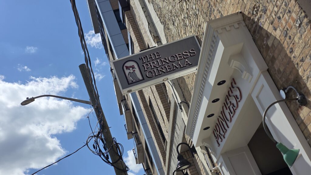 A low angle shot of the exterior of The Princess Original Cinema.