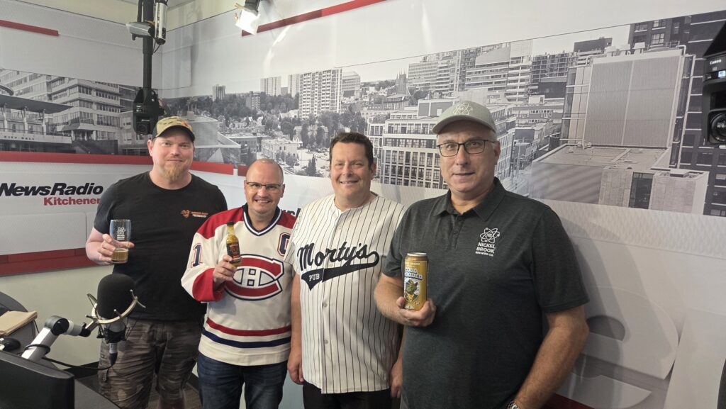 Kris Ronan of Ginger Goat Hot Sauce, Mike Farwell of 570 NewsRadio, Jay Taylor of Morty's Pub, and Orest Poluch of Nickelbrook Brewing