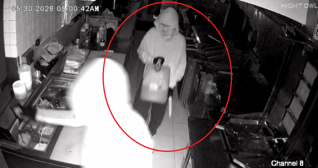 Two arson suspects light fire at Kitchener business on the morning of May 30, Courtesy of WRPS.