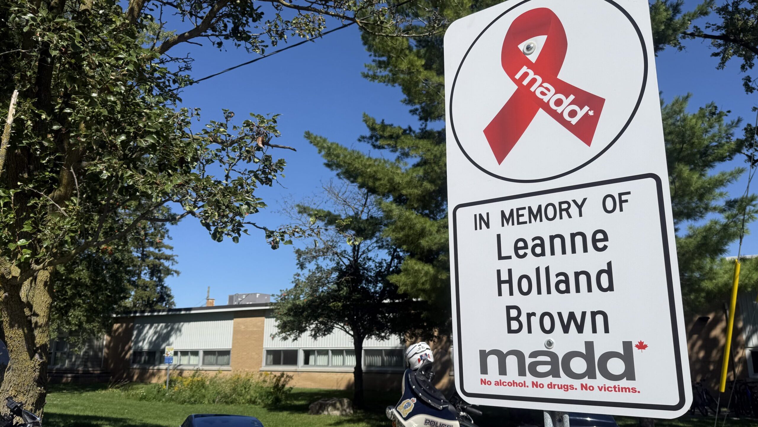 Roadside memorial sign for Leanne Holland Brown unveiled in Waterloo