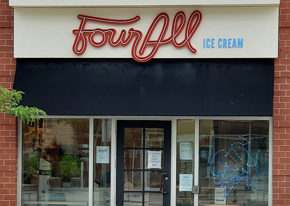 Four All Ice Cream slinging scoops in their new Uptown Waterloo store
